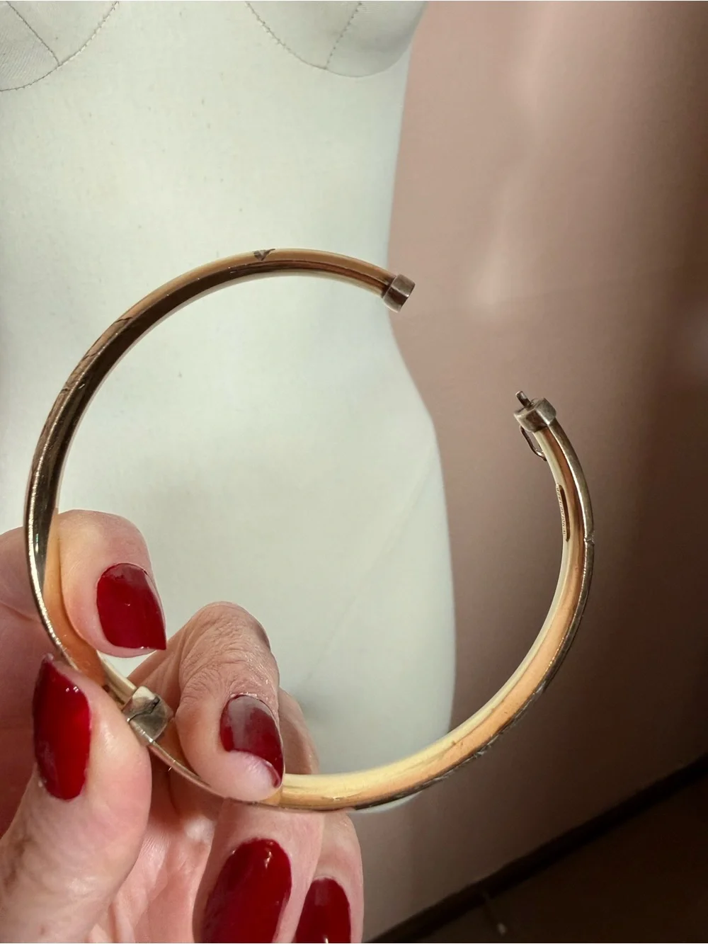 Vintage Gold fill sterling silver etched victorian revival Bangle bracelet
